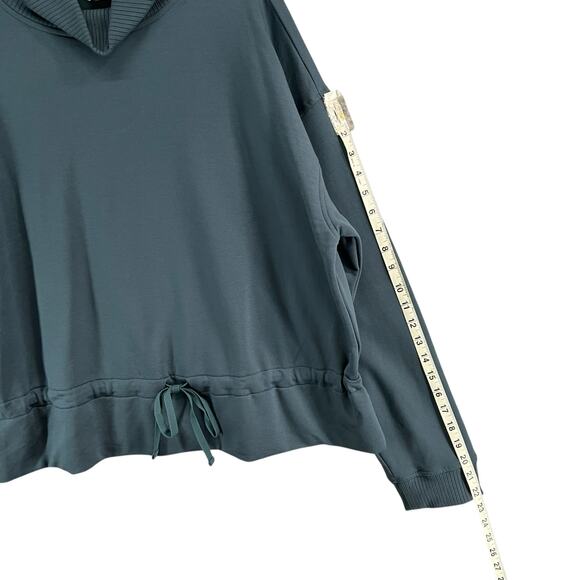 Haven Well Within Top Womens 1X Neptune Blue Fleece Drawstring Waist Mock Neck - Picture 9 of 14